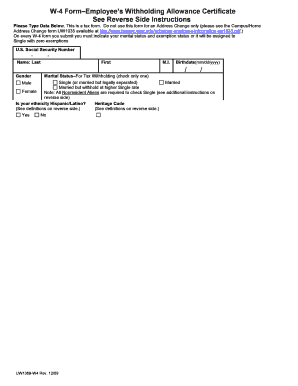 W-4 Form – Employee’s Withholding Allowance Certificate