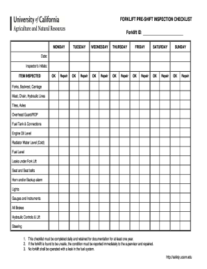 Forklift Inspection Checklist - Fill Online, Printable, Fillable, Blank ...