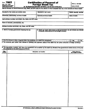 Fillable Online irs FORM 706 CE (REV. 10-1981) - irs Fax Email Print ...