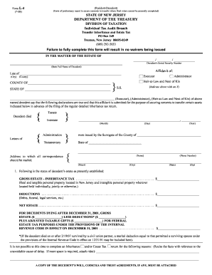 New Jersey Resident Decedent Preliminary Report