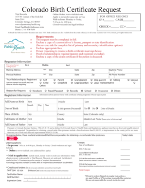 Colorado Birth Certificate Request Form