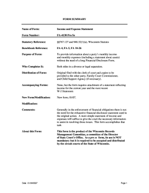 Income and Expense Statement Form