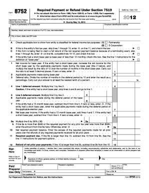 IRS Form 8752 Required Payment or Refund