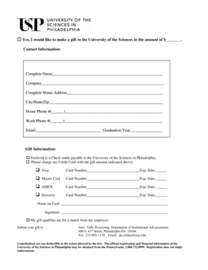 University of the Sciences Gift Form