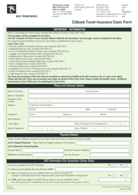 Citibank Travel Insurance Claim Form