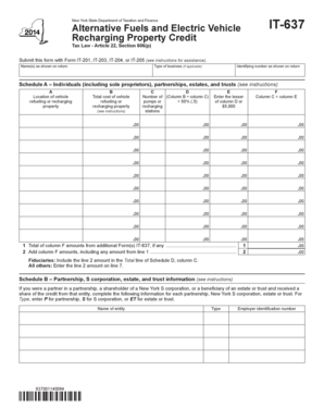 New York Alternative Fuels and Electric Vehicle Recharging Property Credit Form IT-637