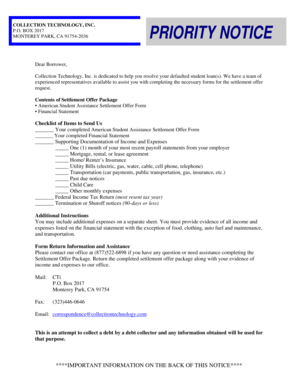 American Student Assistance Settlement Offer Form