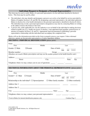 Medco Personal Representative Designation Form