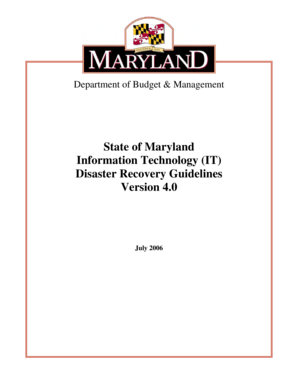 state of maryland information technology it disaster recovery guidelines version 40