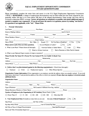 EEOC Intake Questionnaire