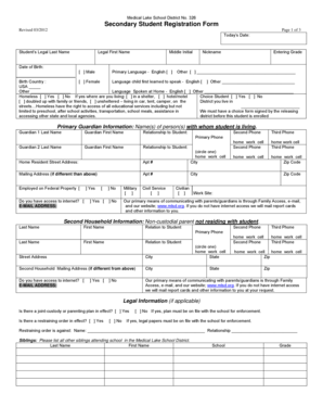 Secondary Student Registration Form