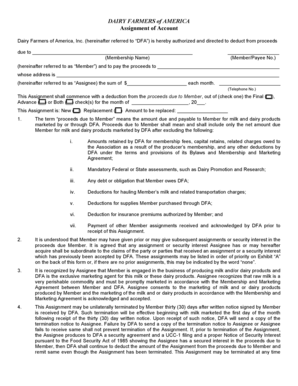 Dairy Farmers of America Assignment of Account
