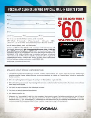 Yokohama Summer Joyride Mail-In Rebate Form