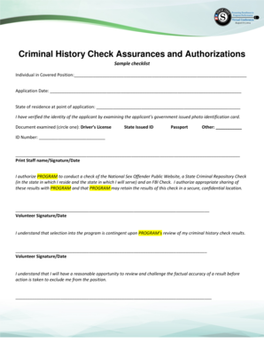 Criminal History Check Authorization Form