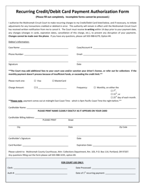 Multnomah Circuit Court Payment Authorization Form