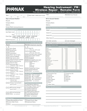 Hearing Instrument Repair Form