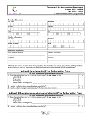 Adderall Prior Authorization Form