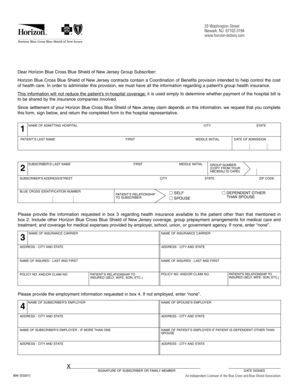 Horizon BCBSNJ Coordination of Benefits Form