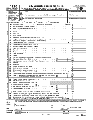 US Corporation Income Tax Return Form 1120
