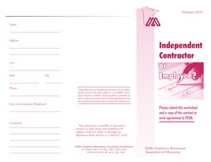 PERA Independent Contractor Worksheet