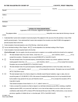 Affidavit for Exemptions