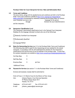 Purchase Order for Court Interpreter Services