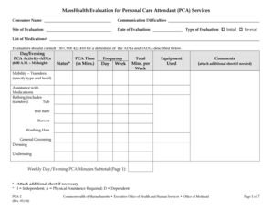 MassHealth Evaluation for Personal Care Attendant (PCA) Services