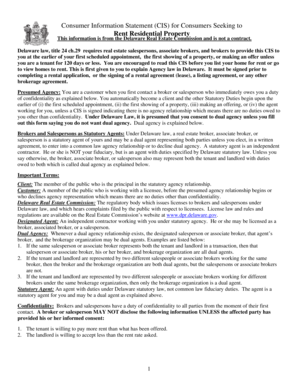 Delaware Consumer Information Statement for Rental Property