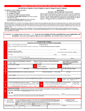 Virginia Voter Registration Application Form