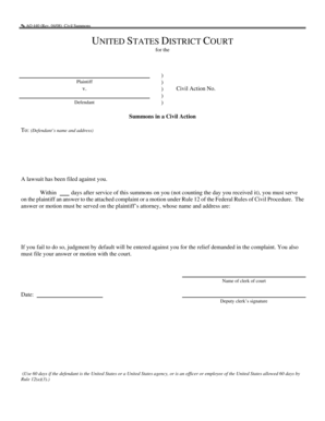 Civil Summons Form AO 440