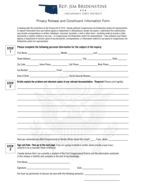 Privacy Release and Constituent Information Form