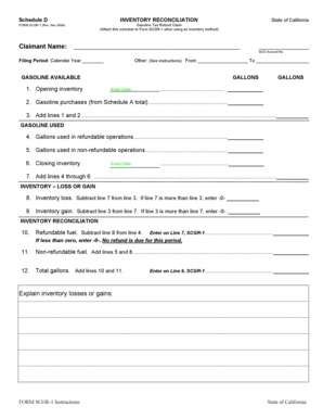 California Gasoline Tax Refund Claim Schedule