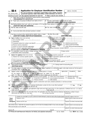 IRS Form SS-4 Application for Employer Identification Number