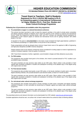 Higher Education Commission Travel Grant Application