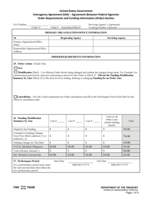 US Federal Interagency Agreement Form 7600B