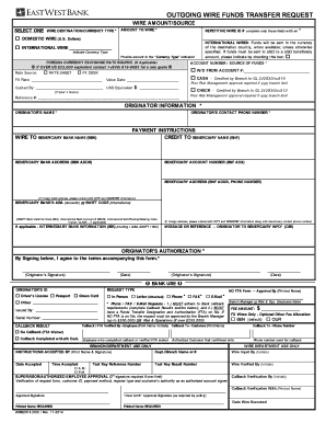 Outgoing Wire Funds Transfer Request Form