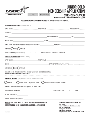 Junior Gold Membership Application