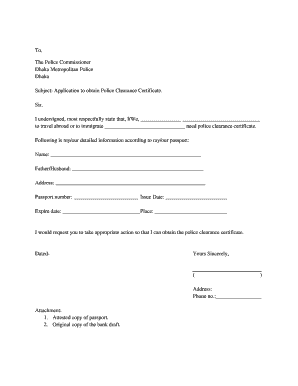 Application for Police Clearance Certificate