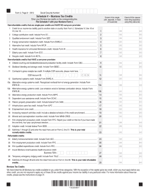 Montana Tax Credits Schedule V