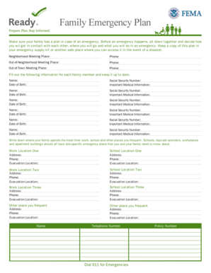 Family Emergency Plan. Make sure your family has a plan in case of an emergency. - ready