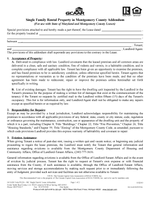Montgomery County Single Family Lease Addendum