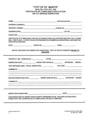 Fillable Online Print Certificate of Compliance (Septic) Fax Email ...