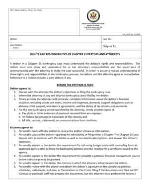 Chapter 13 Bankruptcy Rights and Responsibilities Agreement