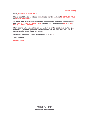 Resignation Letter Template