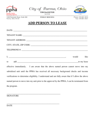 Add Person to Lease Form