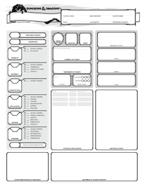 Fillable Online CHARACTER NAME CLASS & LEVEL BACKGROUND PLAYER NAME ...