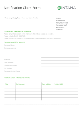 Insurance Cancellation Claim Form