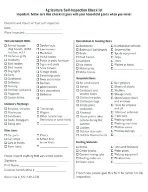 Agriculture Self-Inspection Checklist
