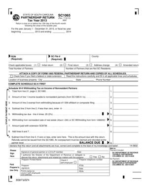 South Carolina Partnership Return SC1065