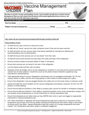 Missouri Vaccine Management Plan